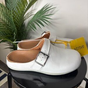 Strive White Leather Slip-On Clogs Orthopedic Malmo